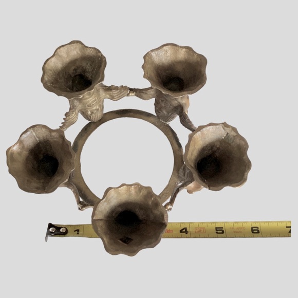 Brass Five Girl Angels Playing Guitar Round Base Candle Holder Art Deco VTG EUC - Picture 13 of 14